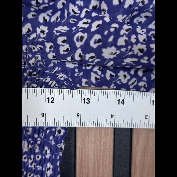 Jessica Simpson Dress Medium Blue Tiered Long Sleeve Blossom Floral Midi / Maxi - Picture 3 of 6